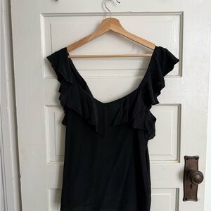 Elegant Black Tibi Ruffle Top